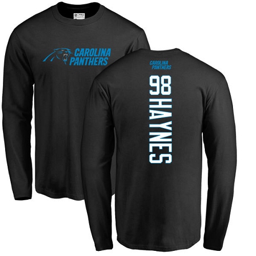 Carolina Panthers Men Black Marquis Haynes Backer NFL Football #98 Long Sleeve T Shirt->carolina panthers->NFL Jersey